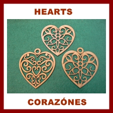 Plantillas de corazones de madera para manualidades y artesiano